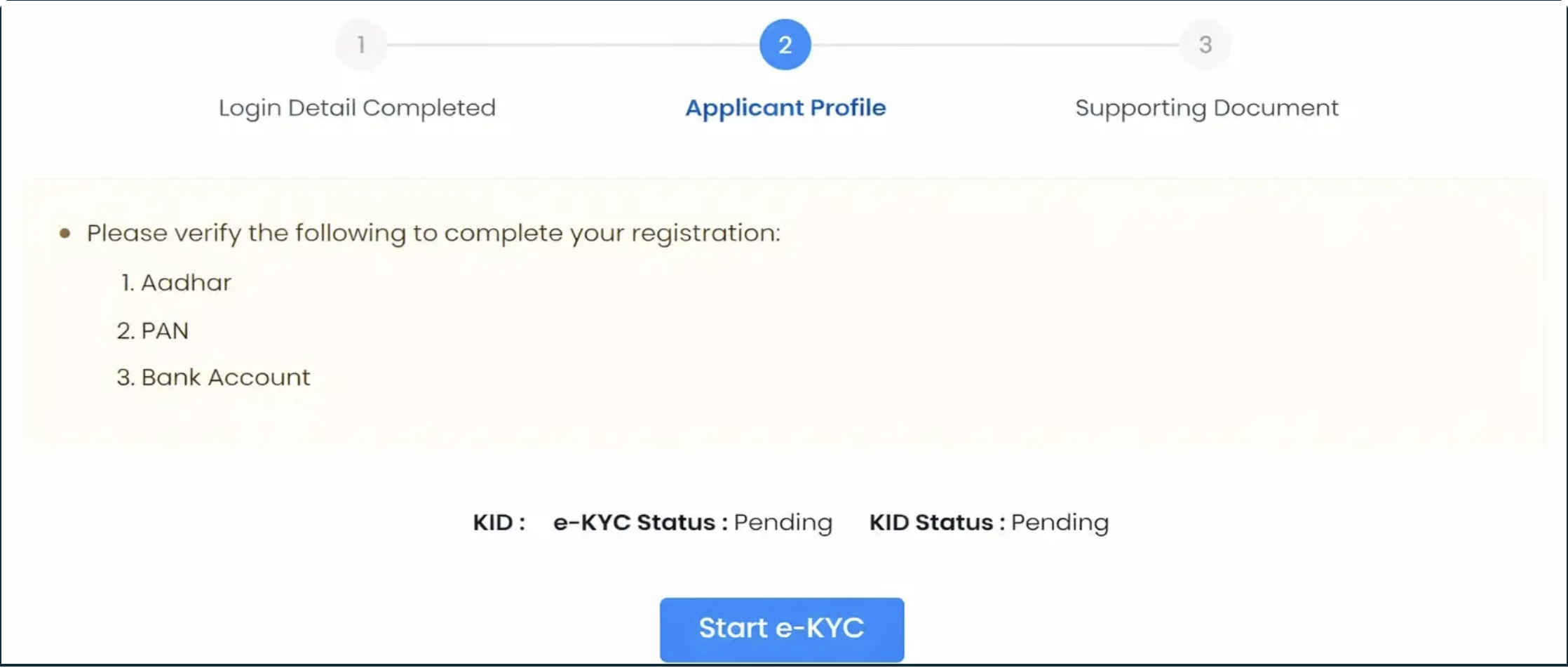 User Registration – Applicant Profile