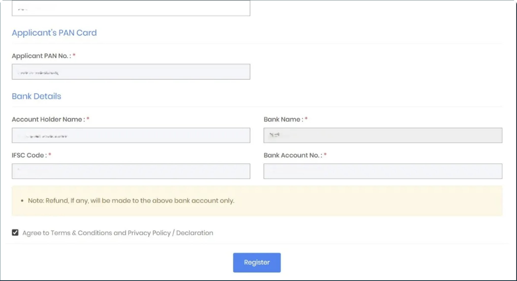 User Registration – Applicant Address