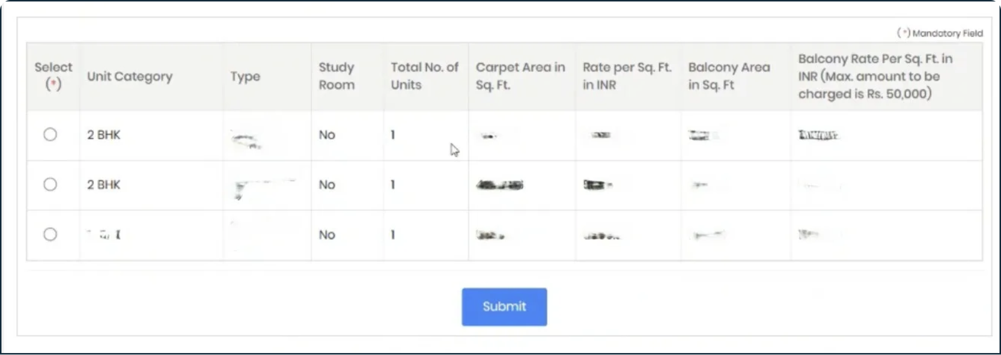 Application Process – Projects List