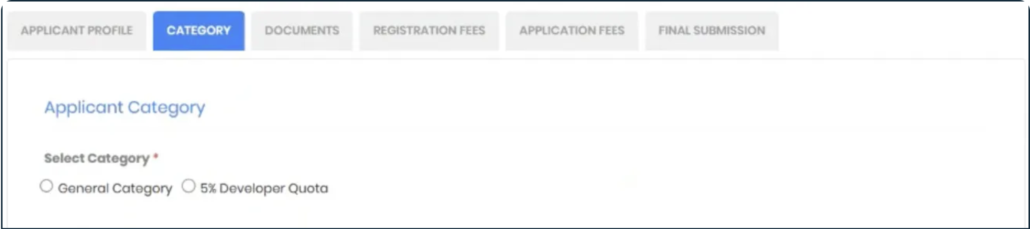 Application Process – Application Details